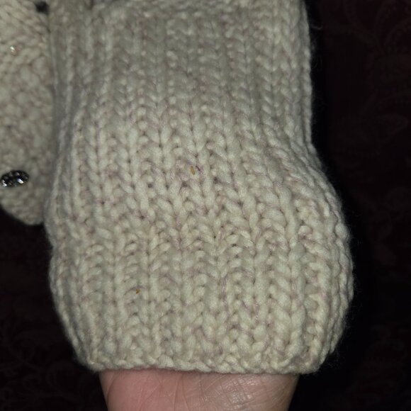 Anthropologie Hand Knit by Dollie Ivory Sequin Wool Knit Cardigan Women Size XL - Picture 4 of 9